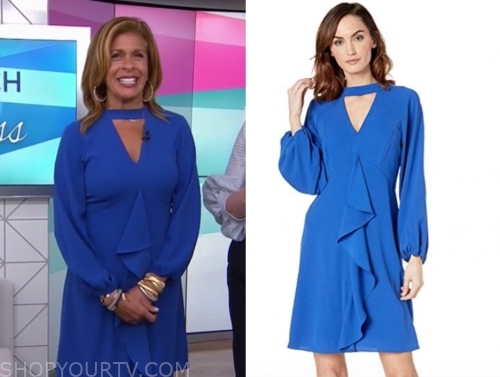 The Today Show: December 2019 Hoda Kotb's Blue Keyhole Ruffle Dress ...