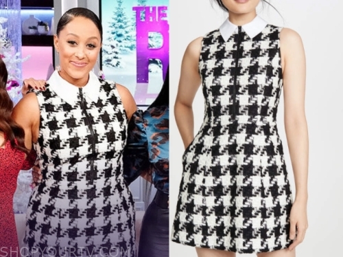 The Real: December 2019 Tamera Mowry's Houndstooth Sleeveless Collar