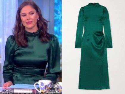The View: December 2019 Abby Huntsman's Green Silk Mock Neck Midi Dress ...