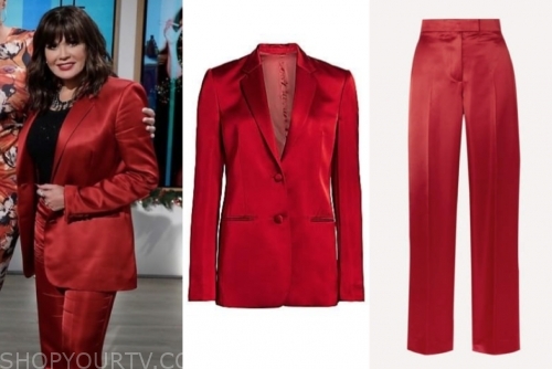 red satin pant suit