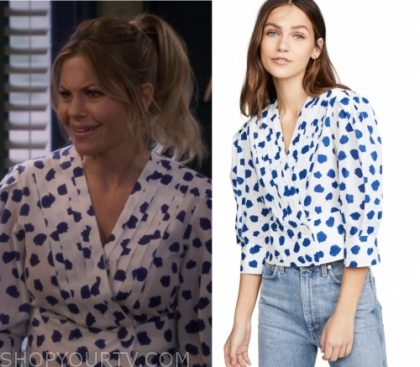 Fuller House: Season 5 Episode 5 DJ's White & Blue Print Wrap Blouse ...