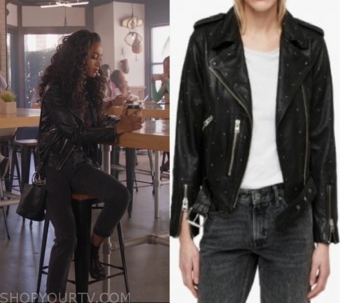 All American: Season 2 Episode 8 Olivia's Studded Leather Jacket | Shop ...