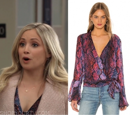 General Hospital: December 2019 Lulu's Red Snakeprint Wrap Blouse ...