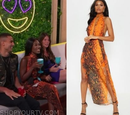 leala orange snake print maxi dress