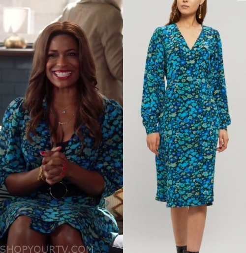 Single Parents: Season 2 Episode 14 Poppy's Blue Floral Print Dress ...