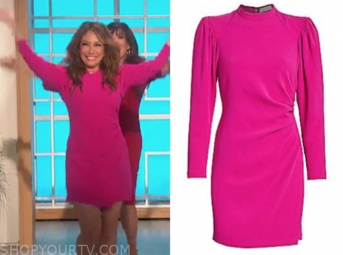 The Talk: January 2020 Carrie Ann Inaba's Hot Pink Mock Neck Drape ...