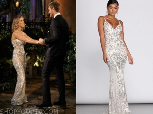 The Bachelor Season 24 Episode 1 Courtney Ps White Embellished Gown Shop Your Tv 