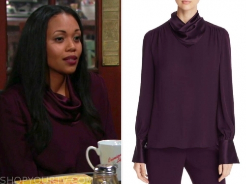 The Young and the Restless: January 2020 Amanda's Plum Mock Neck Silk ...