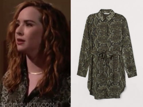 The Young and the Restless: January 2020 Mariah's Green Snakeskin Dress ...