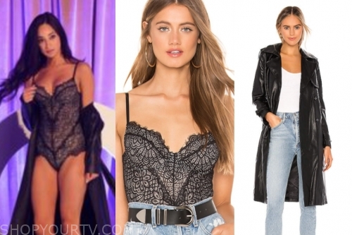 Victoria F The Bachelor Black Lace Bodysuit Black Leather