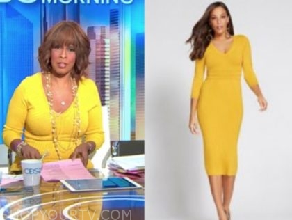 CBS This Morning: January 2020 Gayle King's Yellow Ribbed Knit Dress ...