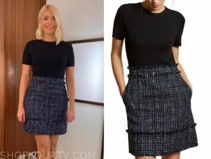 tweed skirt navy blue