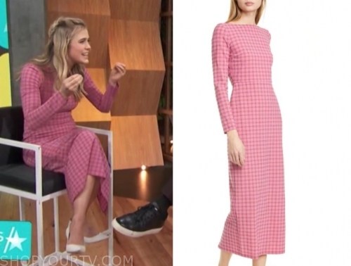 Access Hollywood: January 2020 Melissa Roxburgh's Pink Check Midi Dress ...