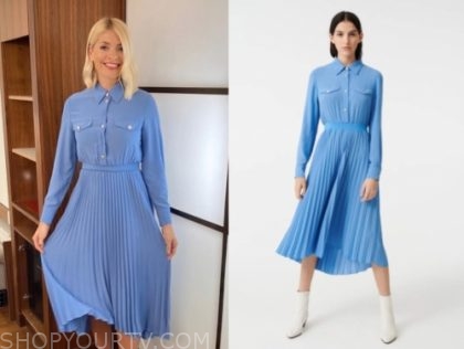 This Morning January 2020 Holly Willoughby S Blue Pleated Midi