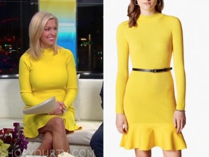 Fox and Friends: January 2020 Ainsley Earhardt's Yellow Knit Ruffle Hem ...