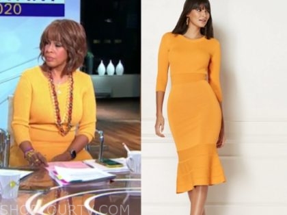 CBS This Morning: January 2020 Gayle King's Mustard Yellow Knit Dress ...