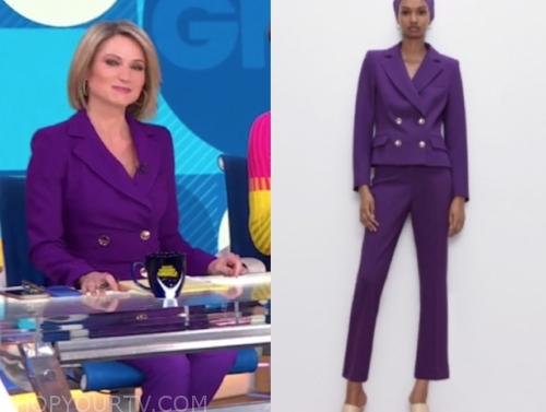 Good Morning America: January 2020 Amy Robach's Purple Double Breasted ...