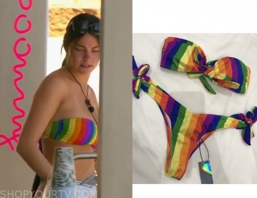 Love Island UK: Season 6 Episode 20 Rebecca Rainbow Striped Bikini