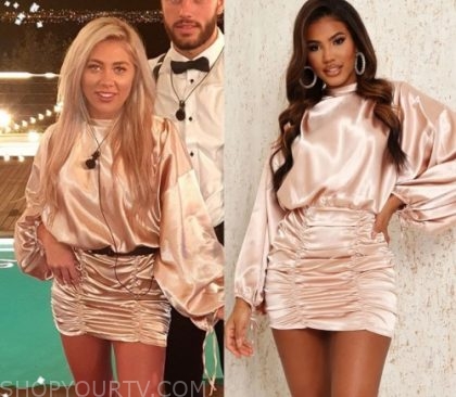 Love Island: Season 6 Episode 18 Paige's Gold Ruched Mini Dress | Shop ...