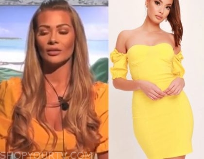 Love Island: Season 6 Episode 18 Shaughna's Yellow Off Shoulder Dress ...