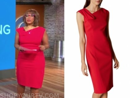 CBS This Morning: February 2020 Gayle King's Red Asymmetric Neck Sheath ...