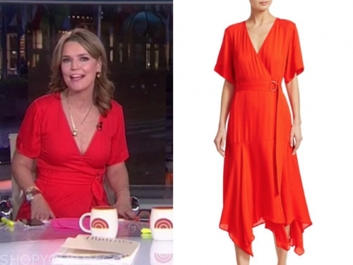 The Today Show: February 2020 Savannah Guthrie's Red Wrap Midi Dress ...