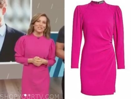 Access Hollywood: February 2020 Kit Hoover's Hot Pink Mock Neck Puff ...