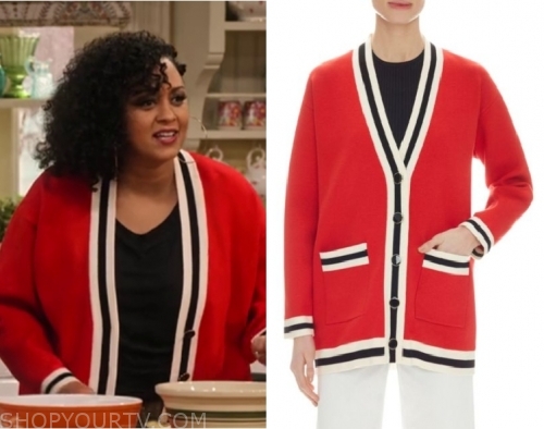 Family Reunion: Season 1 Episode 14 Cocoa's Red Striped Trim Cardigan ...