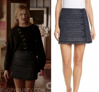 Dynasty: Season 3 Episode 12 Kirby's Black Tweed Mini Skirt | Shop Your TV