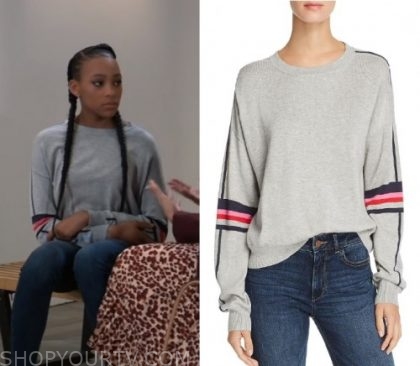 General Hospital: March 2020 Trina's Grey Striped Sweater | Fashion ...