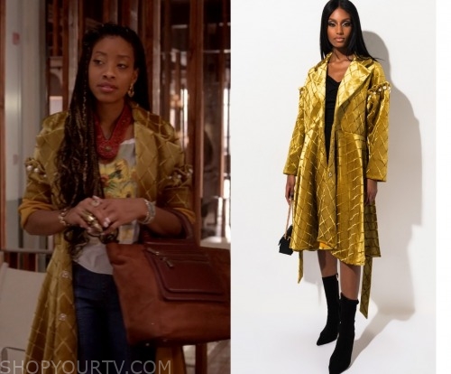 Empire: Season 6 Episode 15 Yana's Gold Check Velvet Coat | Shop Your TV