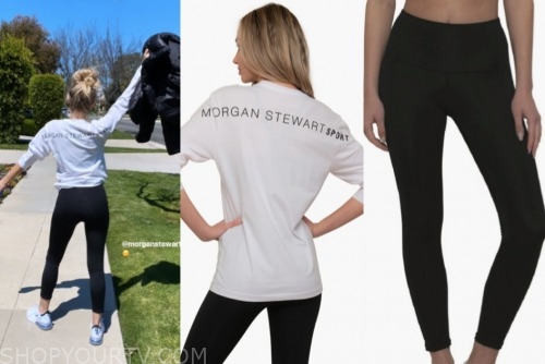 E! News: Instagram Morgan Stewart's Logo Top, Black Leggings, and
