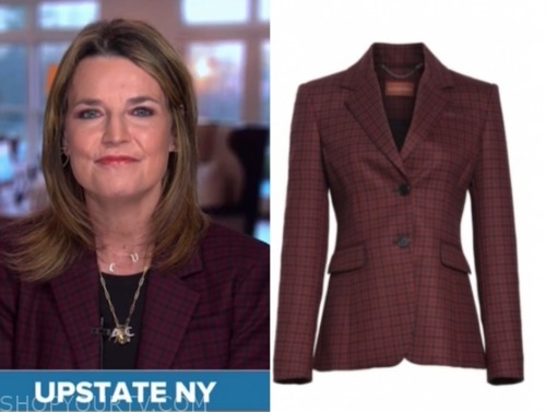 The Today Show: April 2020 Savannah Guthrie's Burgundy Red Check Blazer ...