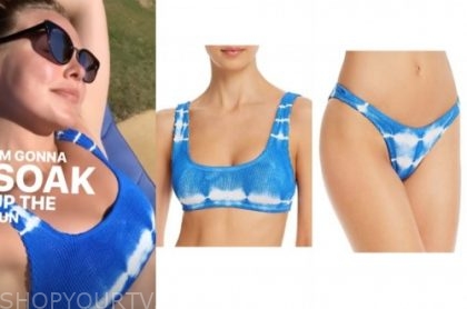 blue and white tie dye bikini