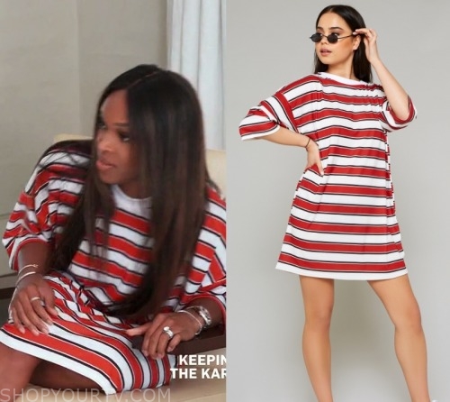 Keeping Up With The Kardashians Season 18 Episode 2 Khadijahs Striped T Shirt Dress Fashion