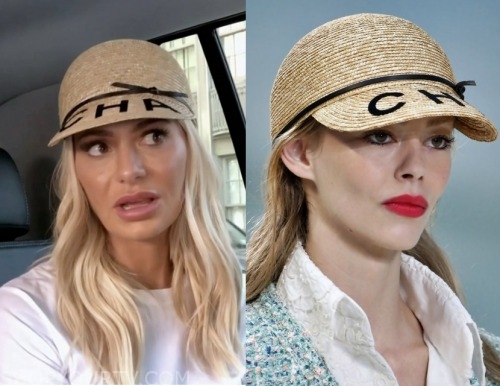 chanel straw visor hat