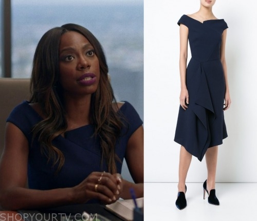 Insecure: Season 4 Episode 2 Molly's Navy Asymmetric Neck Dress | Shop ...