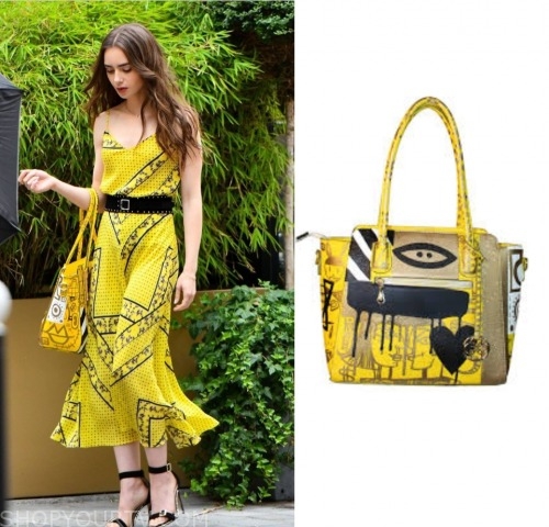 Emily in Paris: Season 1 Episode 1 Emily's Yellow Printed Bag