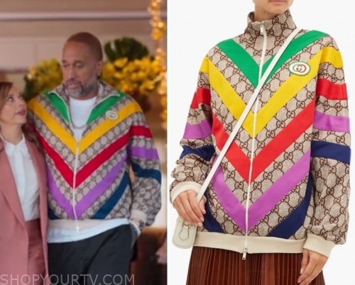 Black AF: Season 1 Episode 1 Kenya's Rainbow Striped Gucci Logo Jacket ...