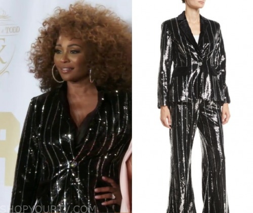 RHOA: Season 12 Episode 22 Cynthia's Black Sequin Stripe Suit | Shop ...