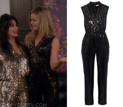 RHOBH: Season 10 Episode 1 Denise's Black Sequin Wrap Jumpsuit | Shop ...