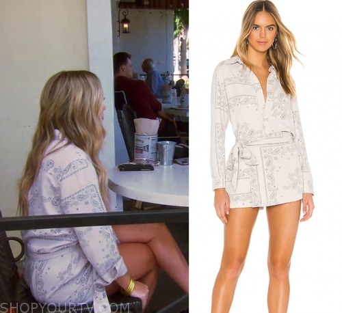 RHOBH: Season 10 Episode 3 Teddi's White Paisley Print Playsuit | Shop ...