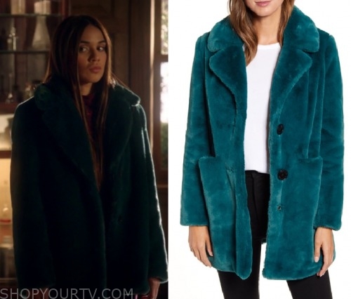 teal fur coat