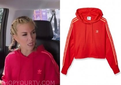 red cropped adidas hoodie