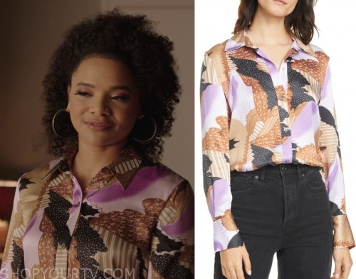 Dynasty: Season 3 Episode 17 Vanessa's Purple Mix Print Blouse | Shop ...