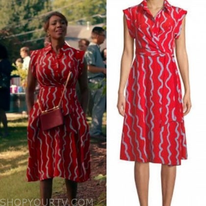 Sweet Magnolias: Season 1 Episode 1 Helen’s Red Printed Dress | Fashion ...