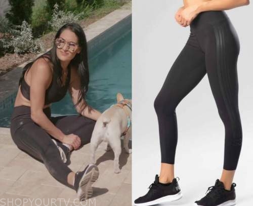 Nikki Bella's Black Crop Top & Leggings While Shopping In LA