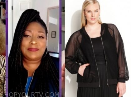 The Real: May 2020 Loni Love's Black Mesh Bomber Jacket | Shop Your TV