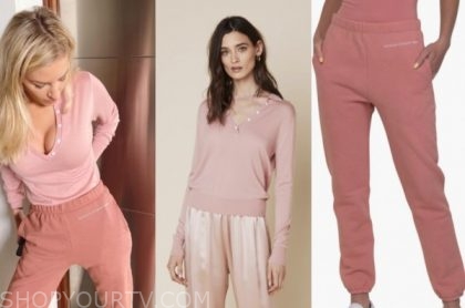 pink sweater and sweatpants