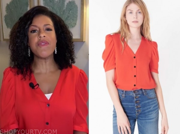 The Today Show: May 2020 Sheinelle Jones's Red Button Down Top | Shop ...